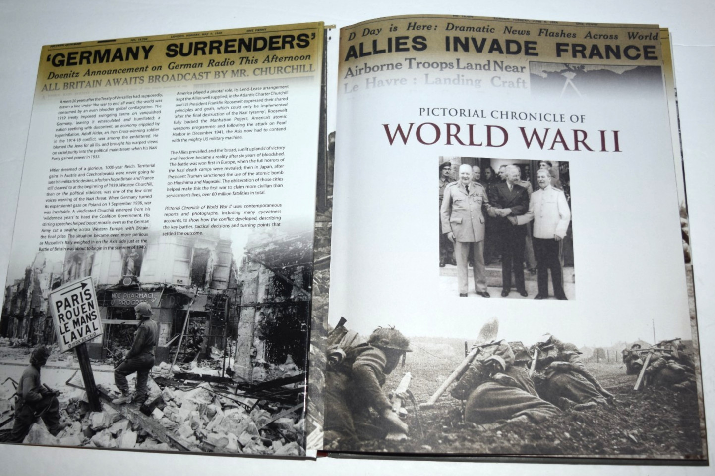 “PICTORIAL CHRONICLE of World War II,” 124 Pages + DVD (c) 2018, Pre-0wned