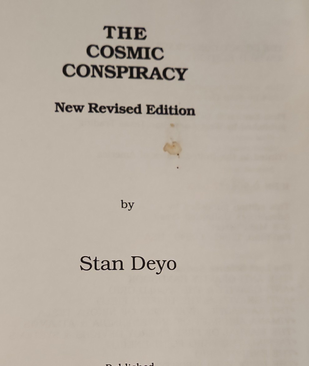 OOP COSMIC CONSPIRACY STAN DEYO PB BOOK UFOLOGY 1994 UNDERGROUND FLYING SAUCER