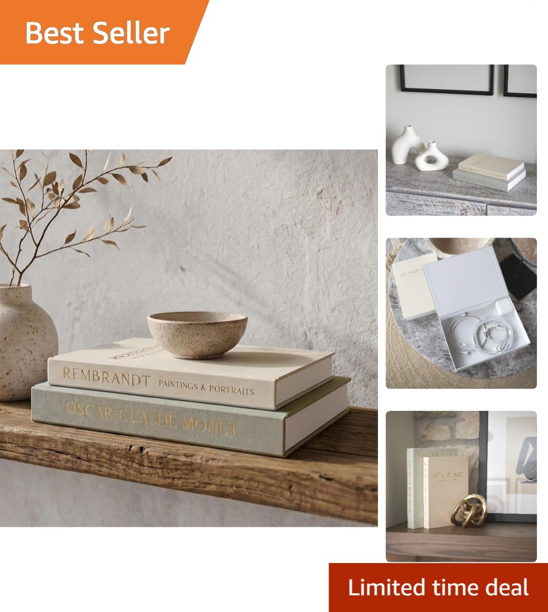 Sage-Beige Decorative Books – Stylish Faux Book Set for Home & Office Decor