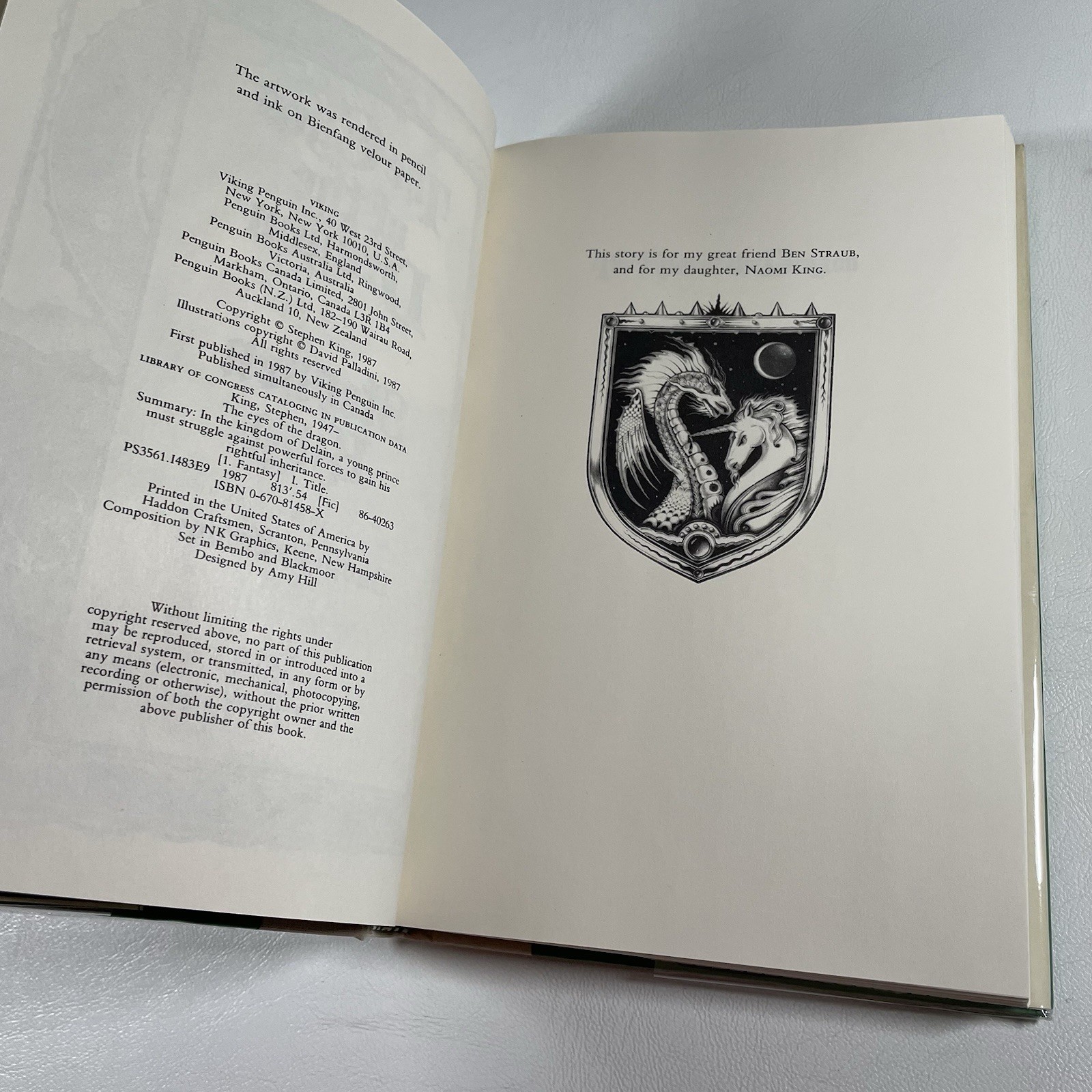 Stephen King The Eyes Of The Dragon Hardcover Book 1987 Viking Penguin Preowned