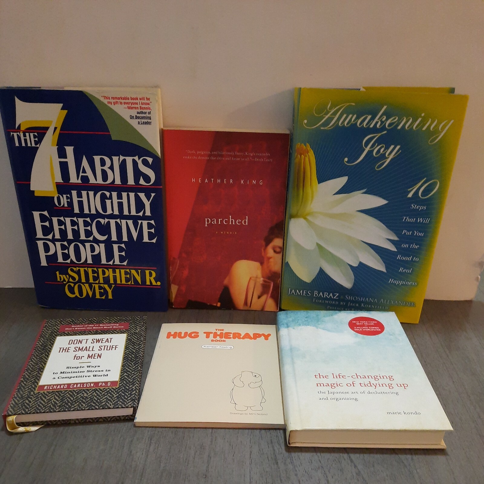 Lot of 6 Meditation/ Positive Books, Parched by Heather King, Hug Therapy