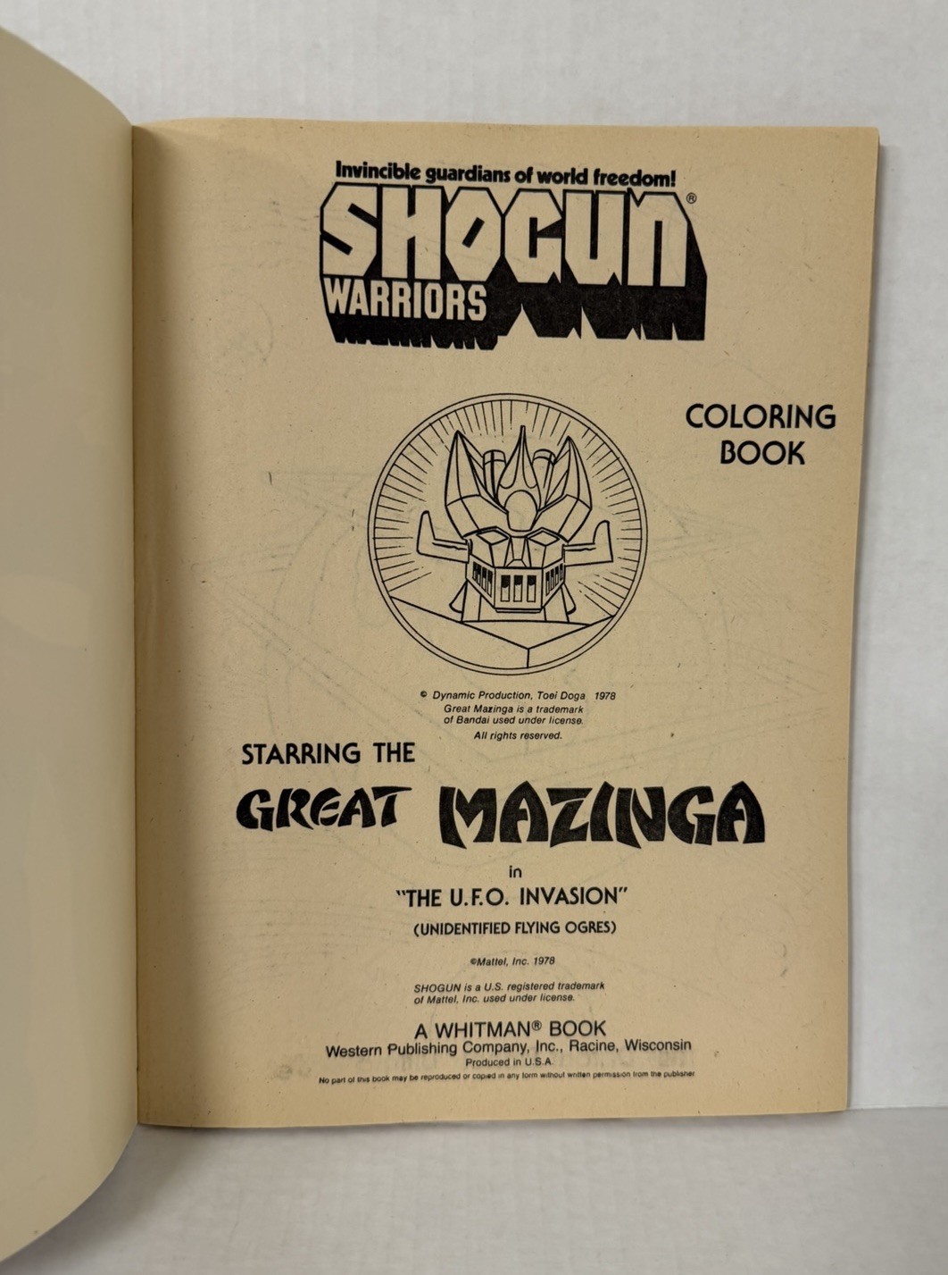 Vtg 1978 Shogun Warriors Great Mazinga Coloring Book Whitman GUC See Pics