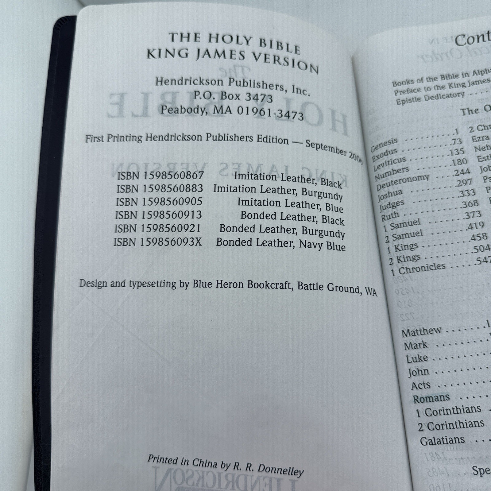 KJV Holy Bible Reference Edition Bonded Leather Burgundy Hendrickson 2000