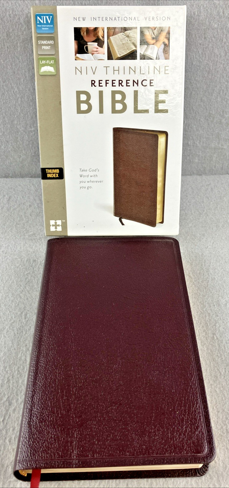 NIV, Thinline Reference Bible, Bonded Leather, Burgundy, Red Letter Edition
