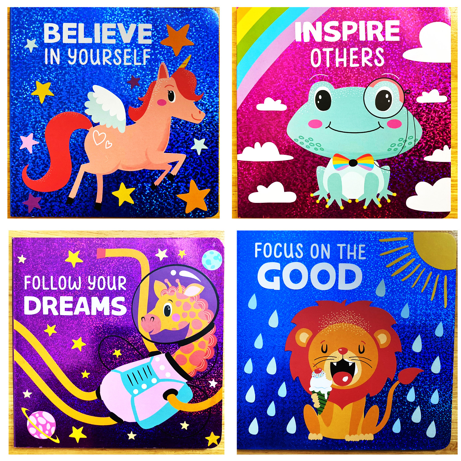 Believe, Focus, Follow, Inspire Sparkly Children’s Board Books YOUR CHOICE NEW!