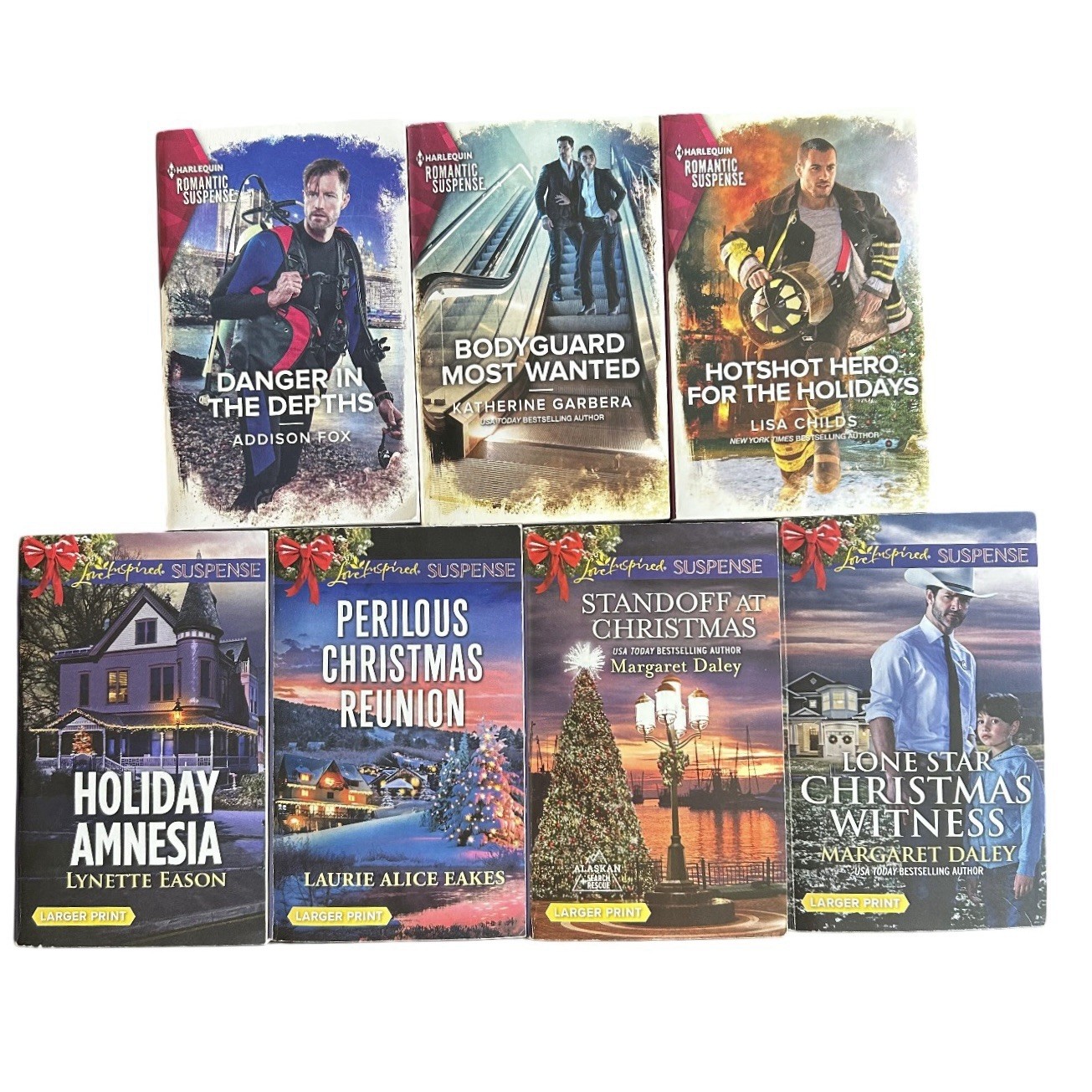 7 Harlequin Love Inspired Suspense Novels Paperback Lot Larger Print