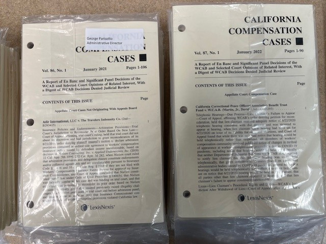 Mixed Set “CALIFORNIA COMPENSATION CASES” 26 bound vols. + 53 loose booklets VG