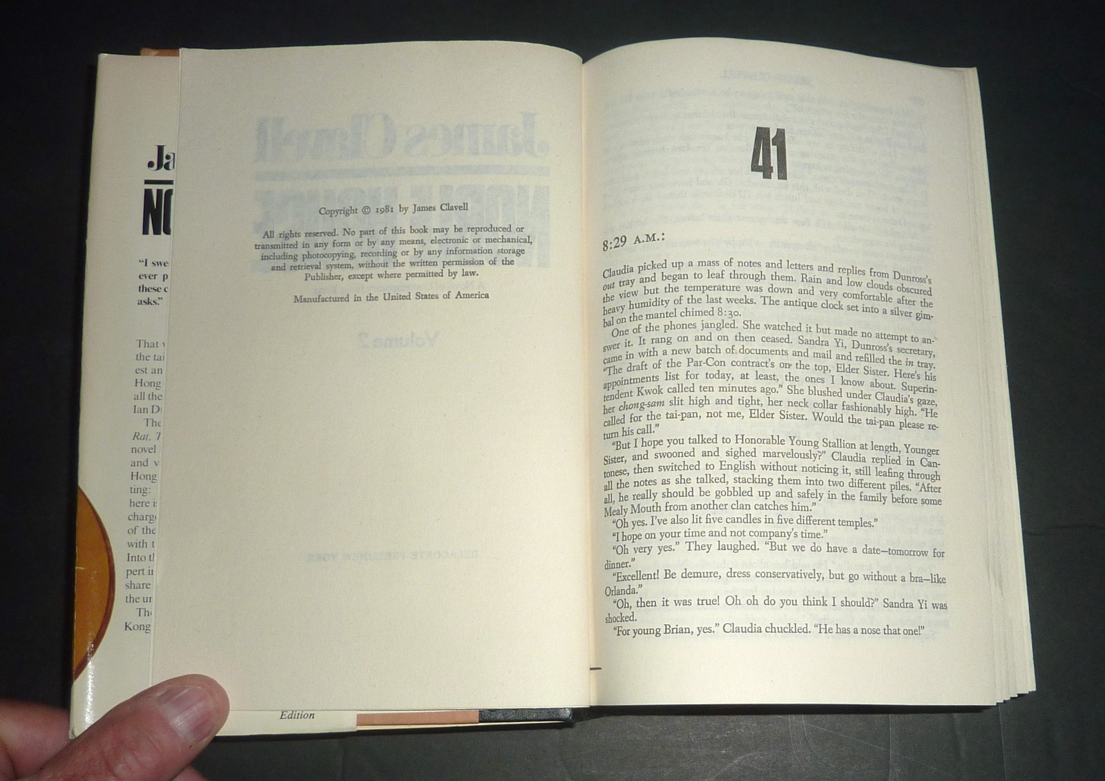 Noble House by James Clavell – 1st Edition 1981 Hardcover Vol. 1 & 2 Book Club