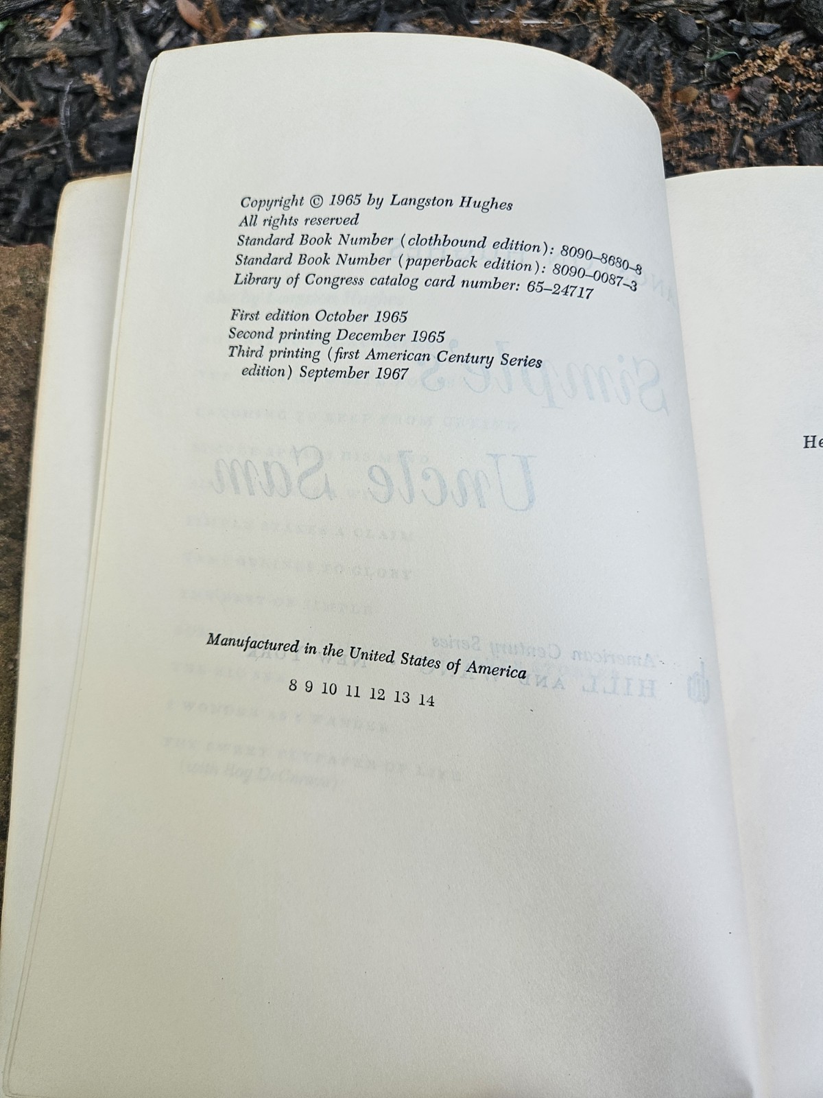 Langston Hughes 3rd Edition 1967 “Simple’s Uncle Sam”, Hill And Wang, Softcover