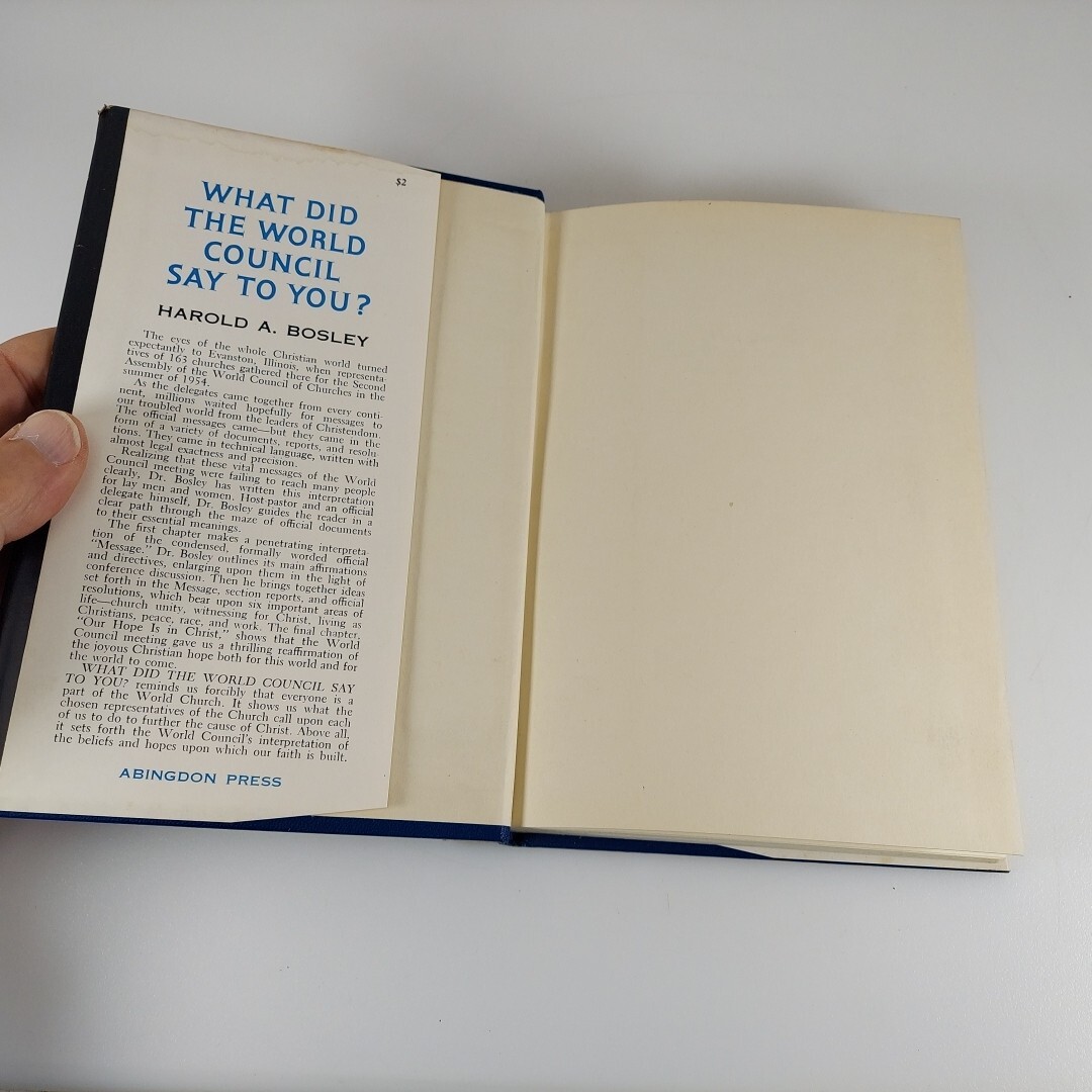 What Did the World Council Say to You Harold A. Bosley 1955 1st Ed HCDJ Abingdon