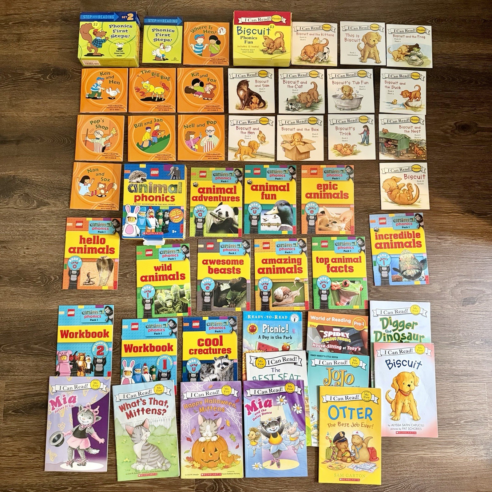 Large Lot Pre Reader & Phonics Book Lot Biscuit I Can Read LEGO Animal Phonics