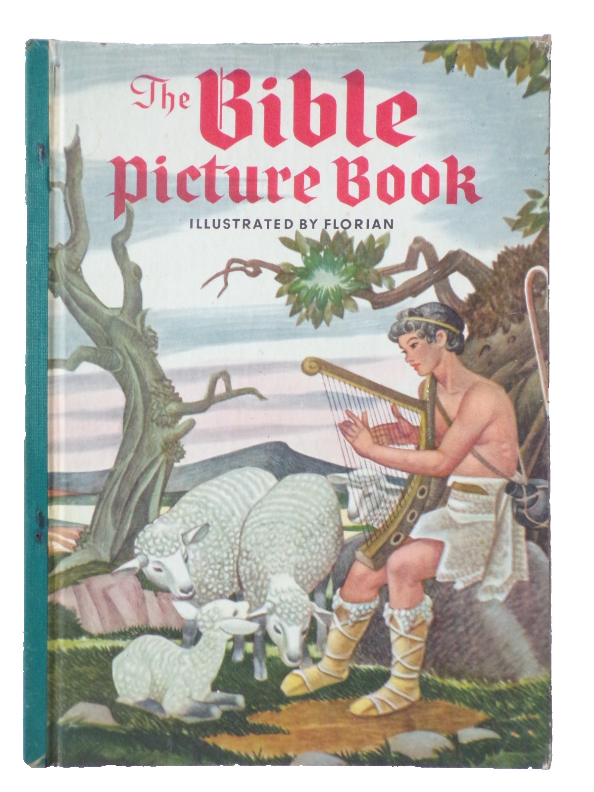 1945 THE BIBLE PICTURE BOOK HARD COVER COLOR ILLUSTRATED BY FLORIAN 48 PAGES
