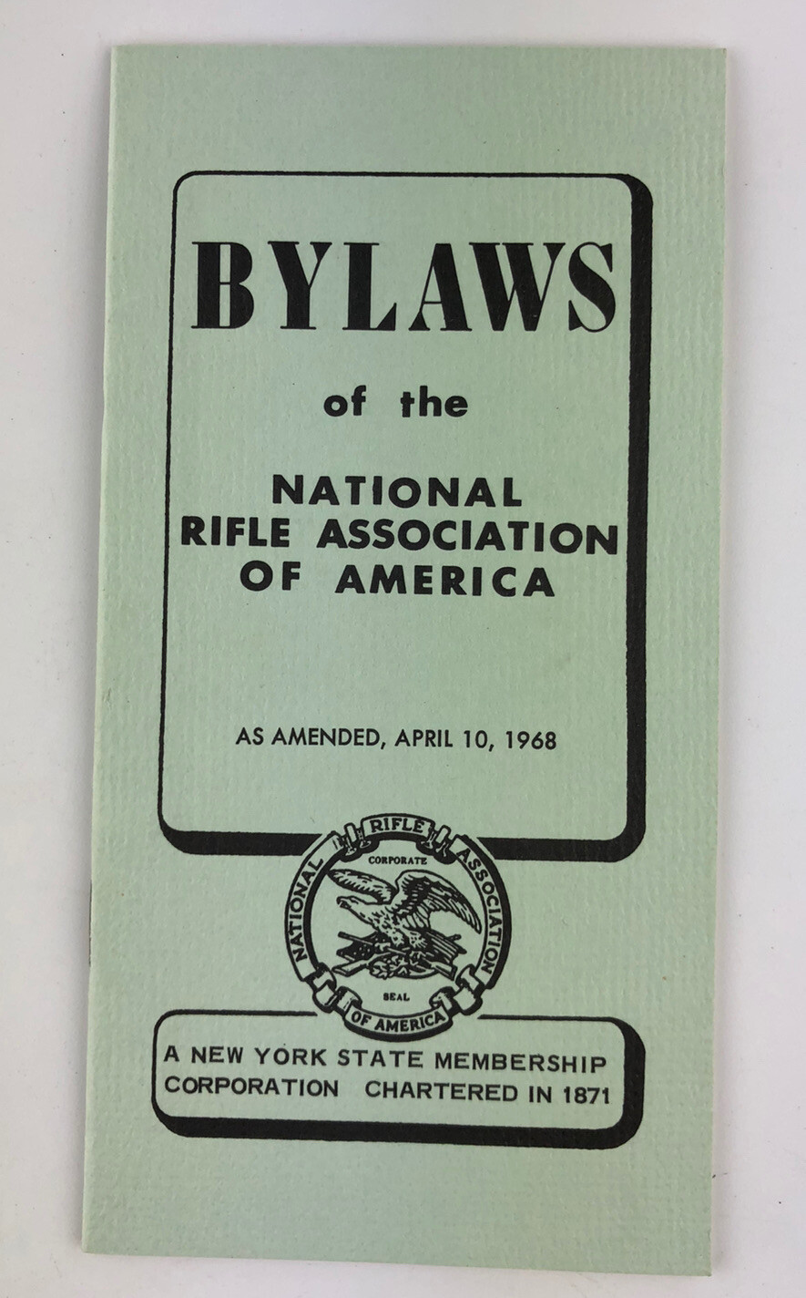NRA 1968 BYLAWS 22 Pages 3.5 X 6.5” Excellent Condition