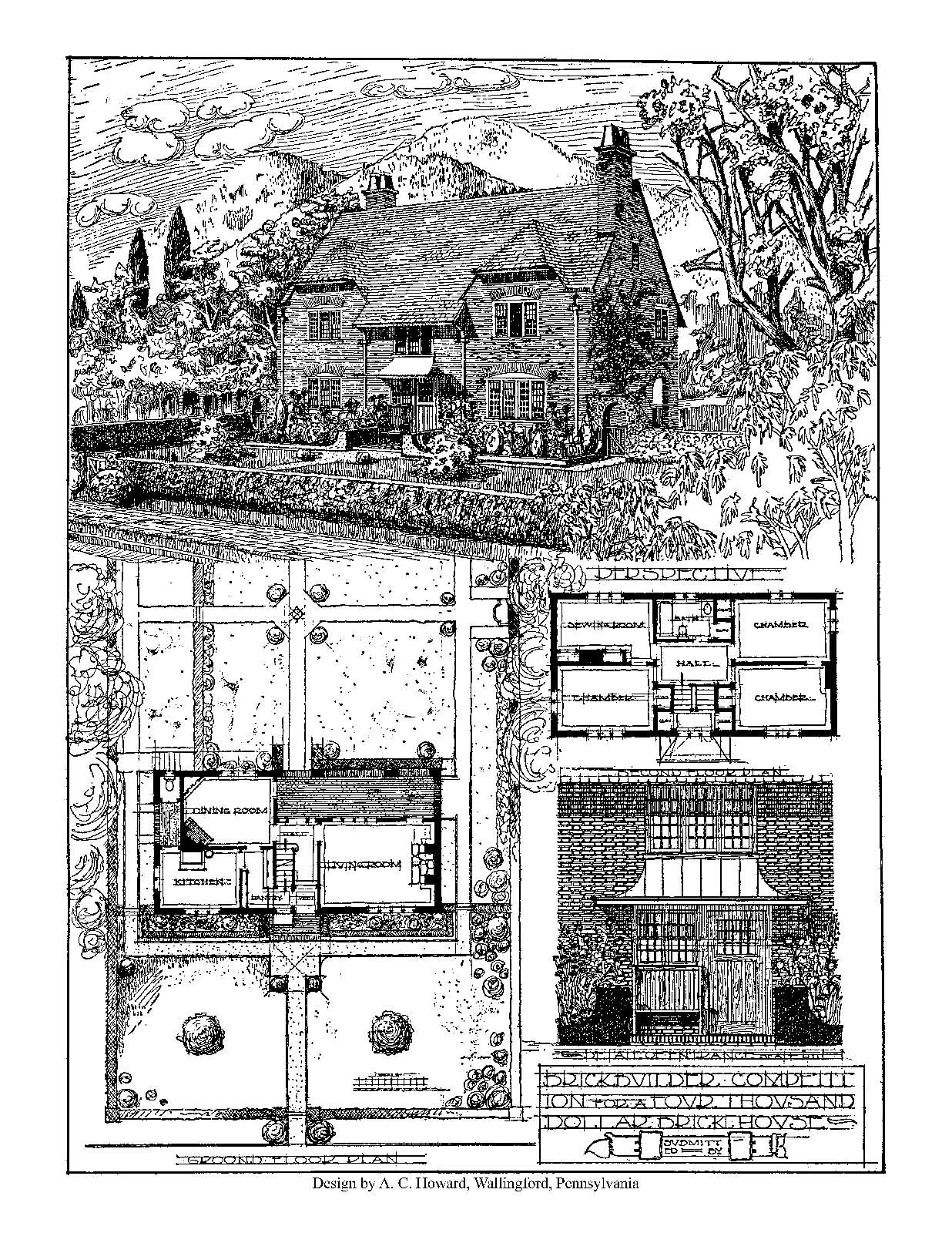 House Design Competitions Book 8 Drawings A House of Brick of Moderate Cost 1910