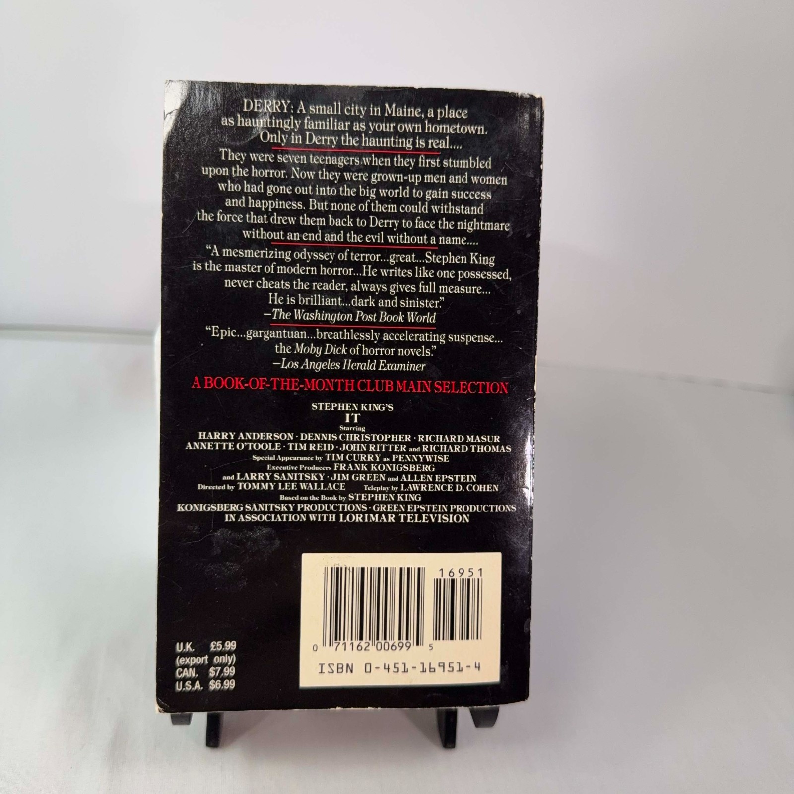Stephen King IT Signet Paperback 1990 Tim Curry Pennywise ABC TV Tie-In Cover