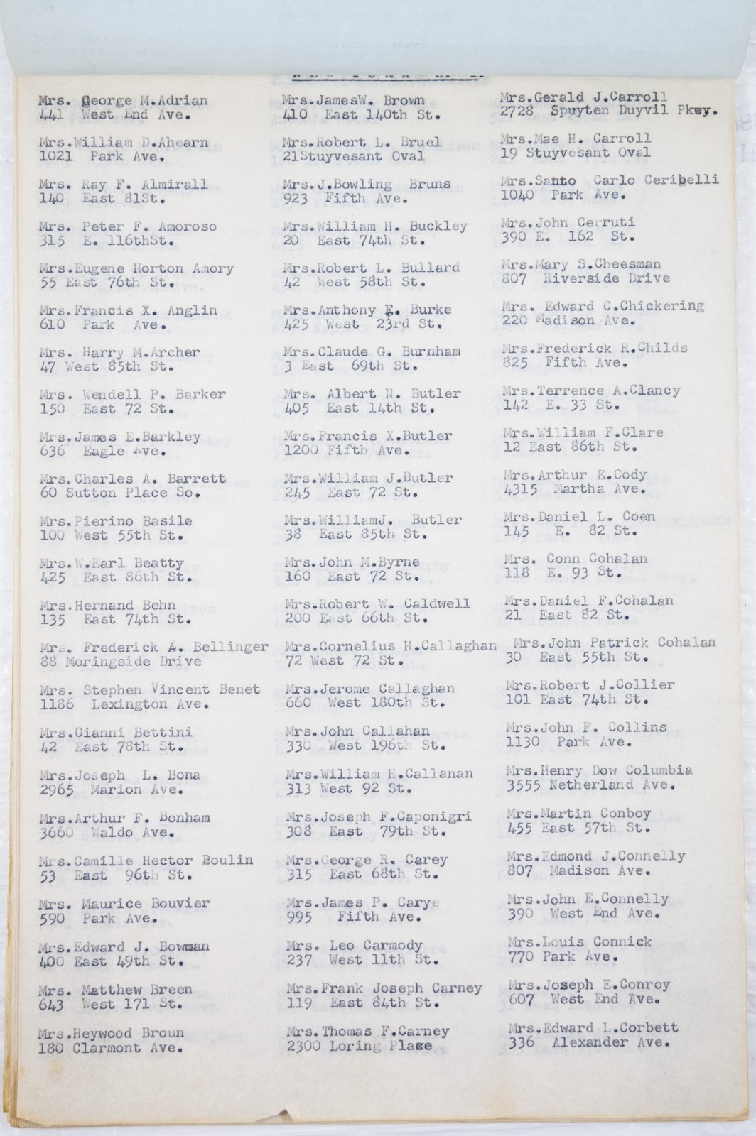 1940s BUSINESS LIST OF 2851 NEW YORK NAMES & ADDRESSES HAND TYPED Read B710