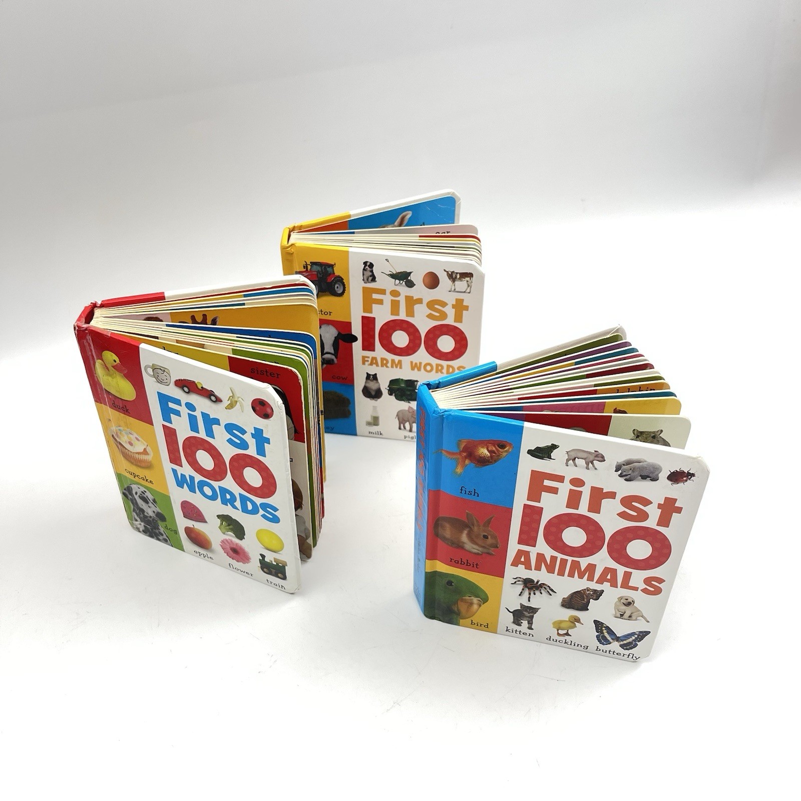 First 100 Animals First 100 Words First 100 Farm Words Lot of 3 Various Cond.