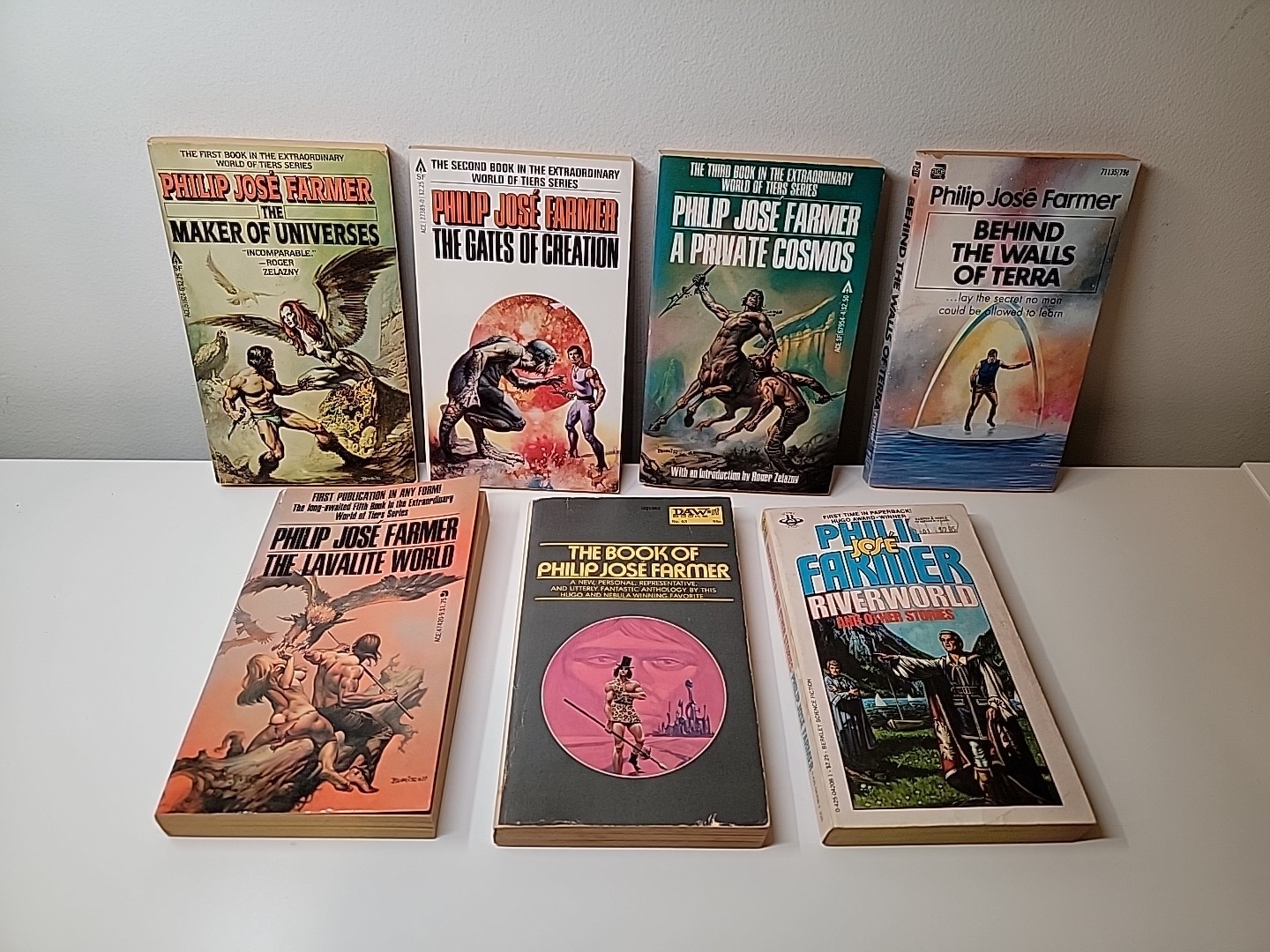 Philip Jose Farmer WORLD OF TIERS 5 books + Book of PJF + Riverworld paperbacks