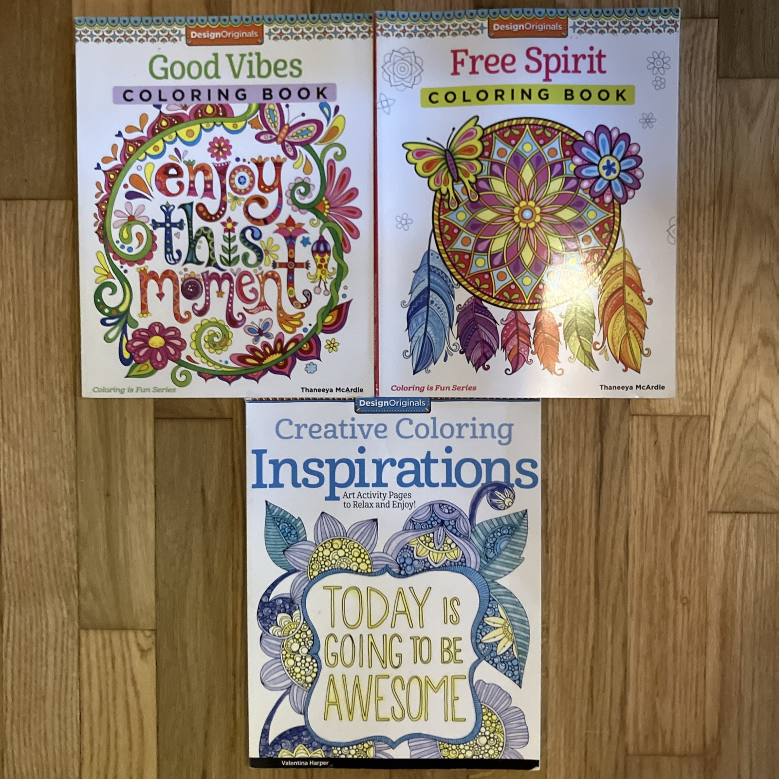 Lot Of 3 Design originals Creative coloring Books (one Page Colored)