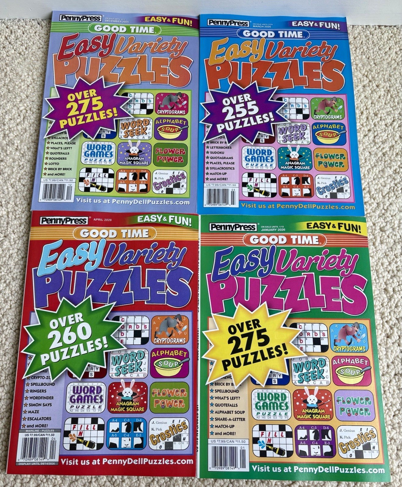 Lot of 4 New Penny Press Variety Puzzle Books – Good Time Easy