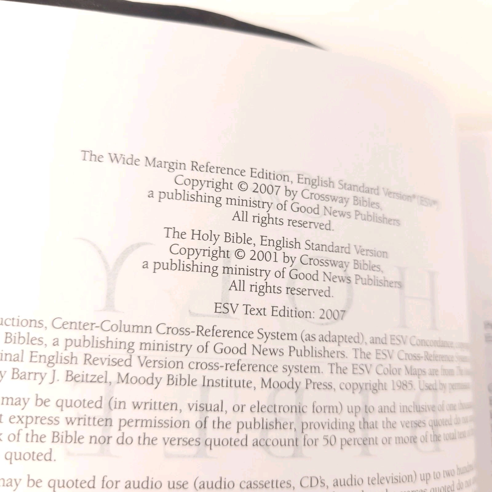 ESV Wide Margin Reference Bible (Black) ESV Bibles by Crossway TruTone Cover