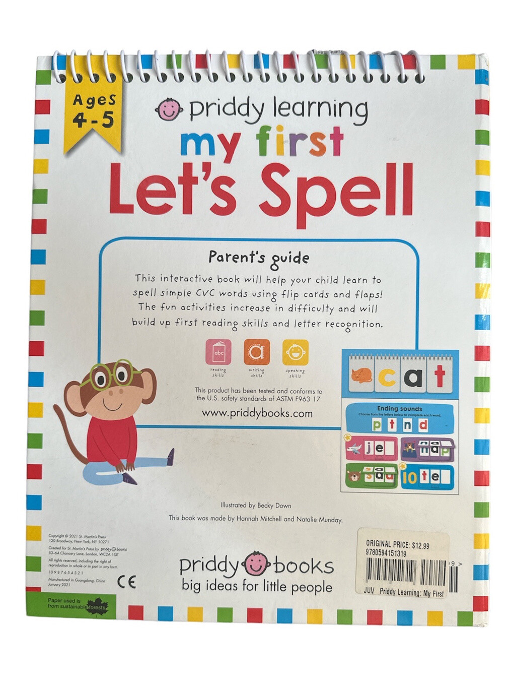 priddy learning my first Let’s Spell with flip-over cards! Book Ages 4-5