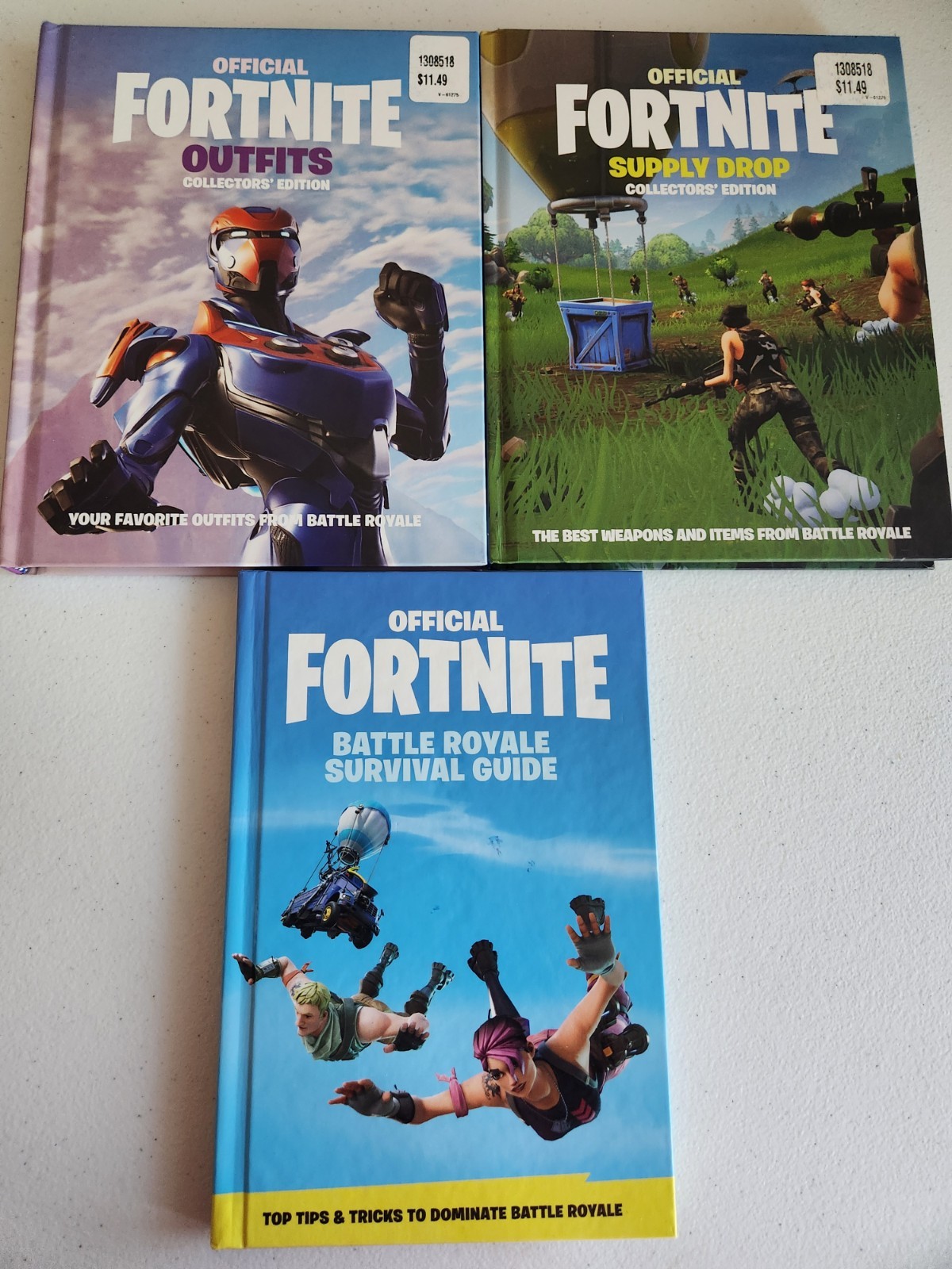 Lot of (3) OFFICIAL FORTNITE BOOKS: Outfits , supply drop, battle royale