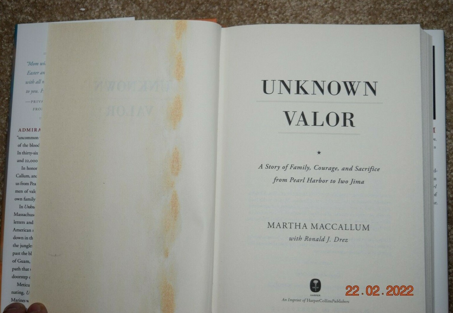 “UNKOWN VALOR – STORY OF FAMILY, COURAGE…” Book, 315 Pages, L-New (c) 2020