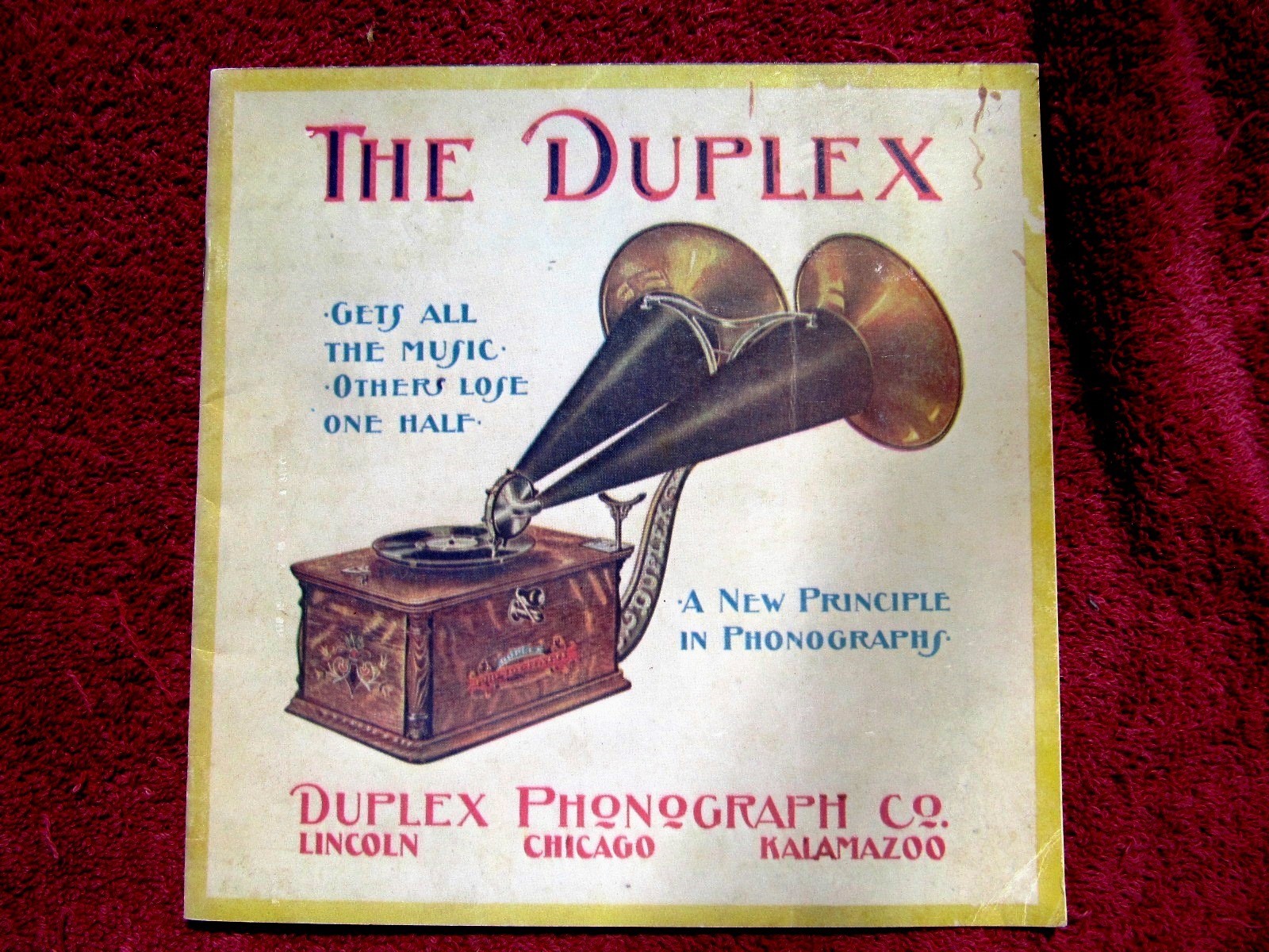 1907 THE Kalamazoo DUPLEX Phonograph Catalog Sales Brochure 1975 Reprint