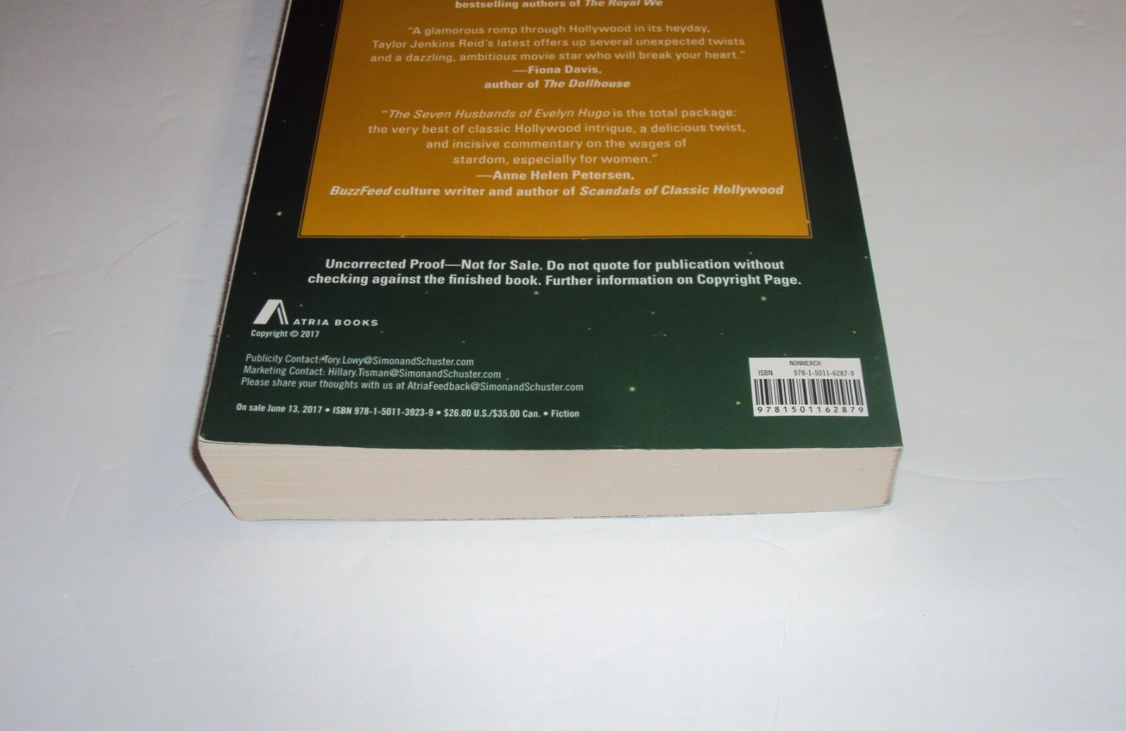 ARC The Seven Husbands of Evelyn Hugo ADVANCE READER’S COPY Taylor Jenkins Reid