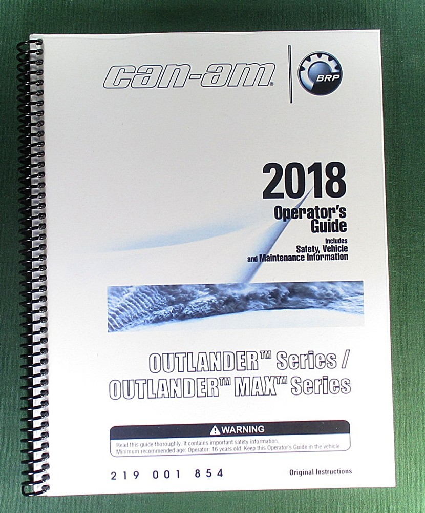 2018 Can-Am Outlander 850 Owner’s Manual: 212 Pages & Protective Covers!