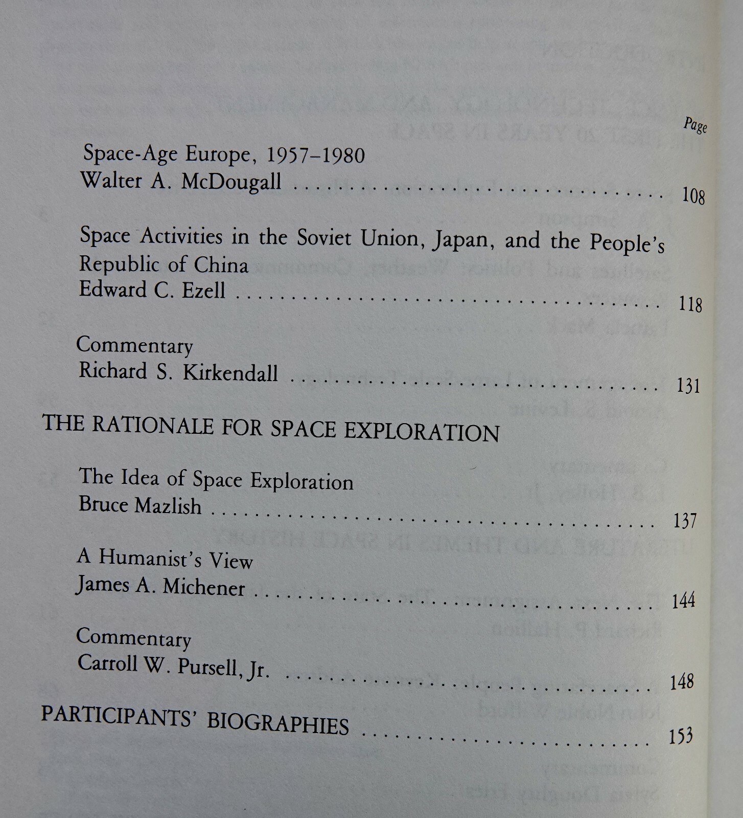 A SPACEFARING PEOPLE: PERSPECTIVES ON EARLY SPACEFLIGHT BY ALEX ROLAND 1985 SC