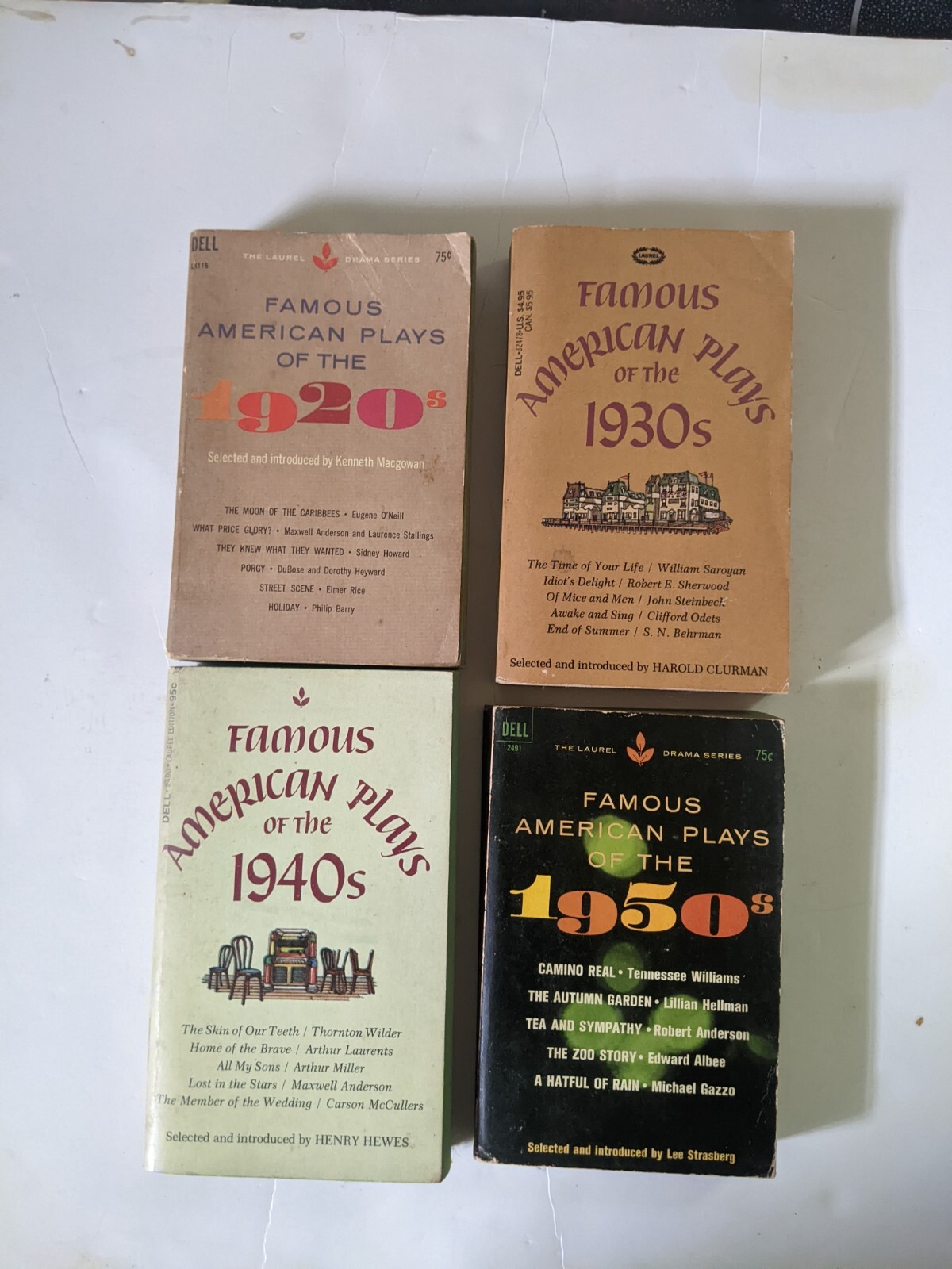 FAMOUS AMERICAN PLAYS OF THE 1920s, 1930s, 1940s, 1950s (4 paperbacks)