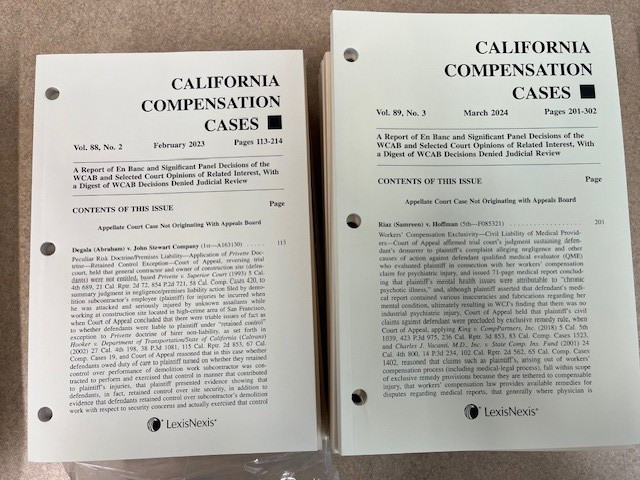 Mixed Set “CALIFORNIA COMPENSATION CASES” 26 bound vols. + 53 loose booklets VG