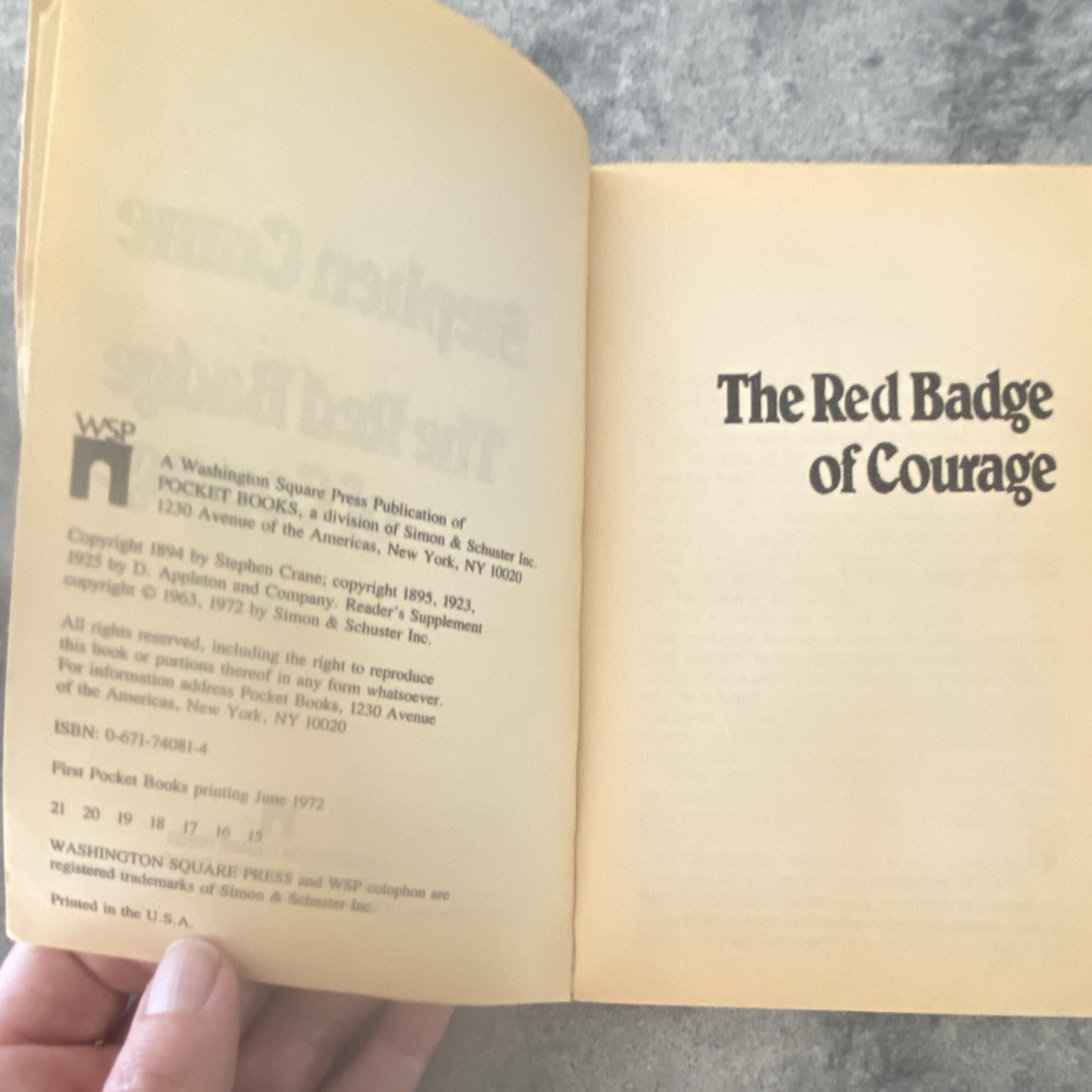 Washington Square Press The Red Badge of Courage Stephen Crane Paperback Civil …