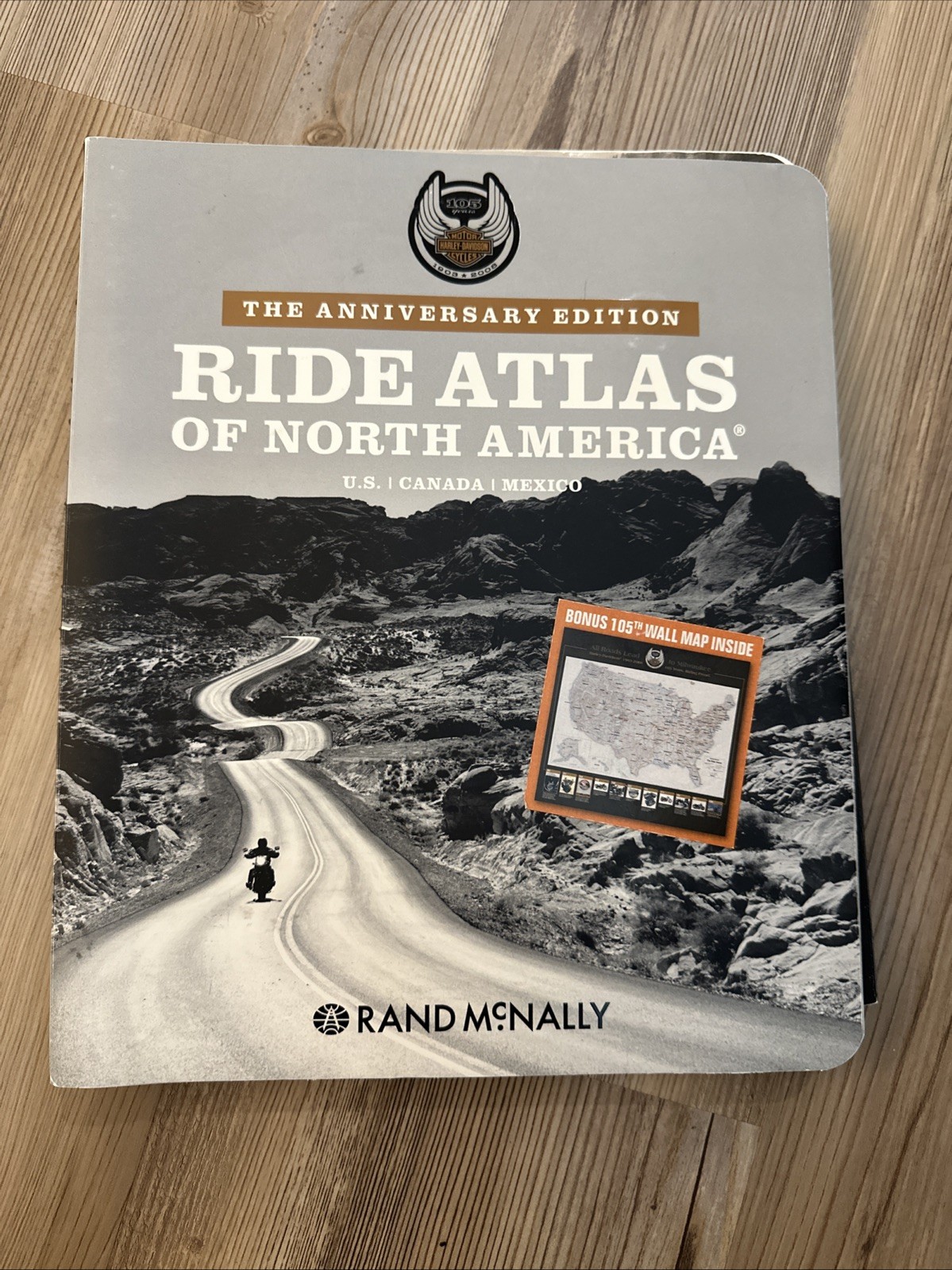 McNally Harley Davidson Ride Atlas of North America Anniversary Edition w MAP