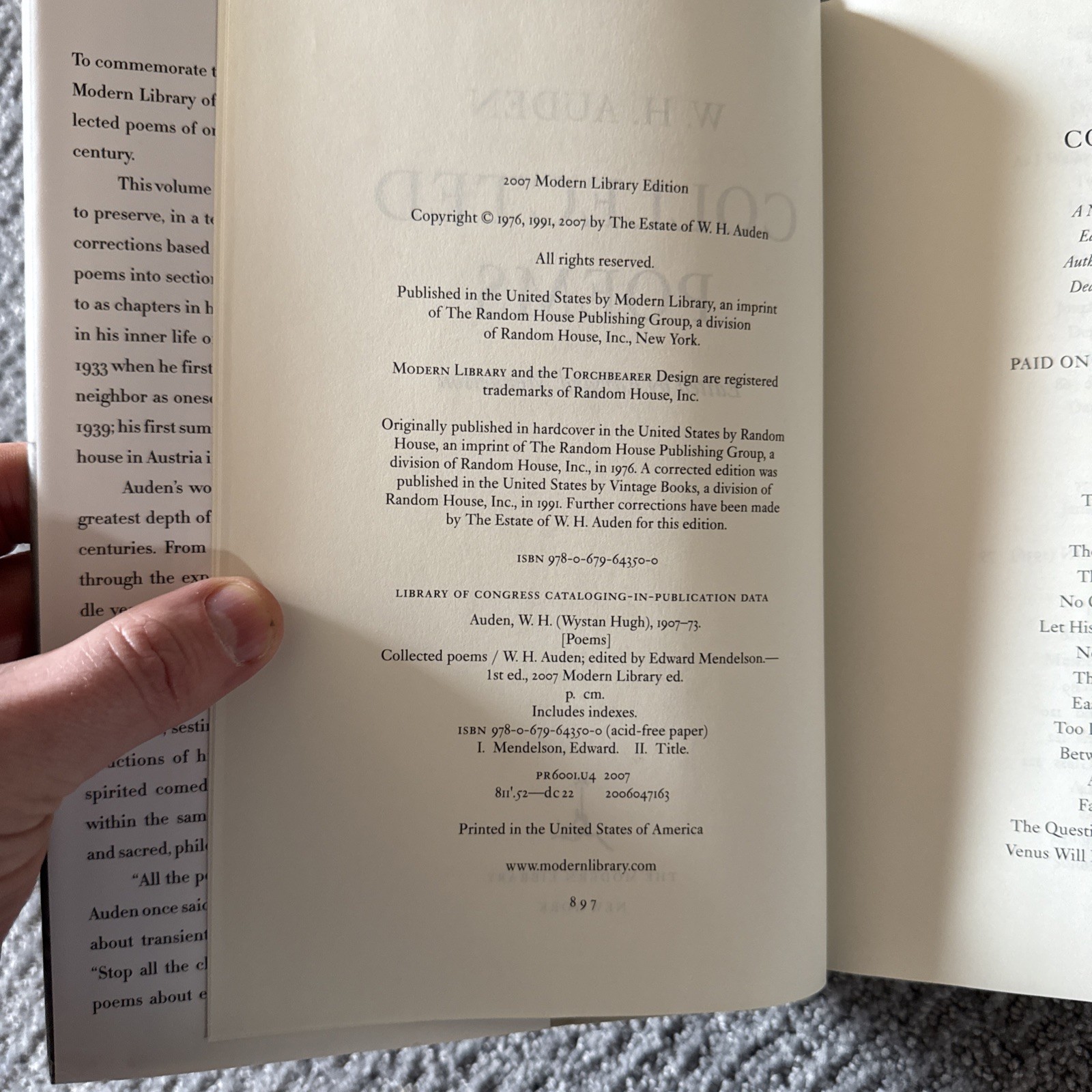 W. H. Auden Collected Poems Centennial Edition Hardcover First Edition 2007
