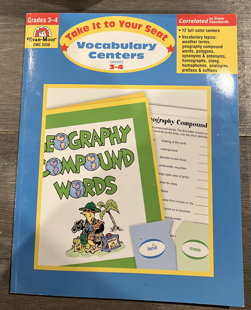 TAKE IT TO YOUR SEAT VOCABULARY CENTERS GRADES 3-4 By Sandi Johnson VG Softcover