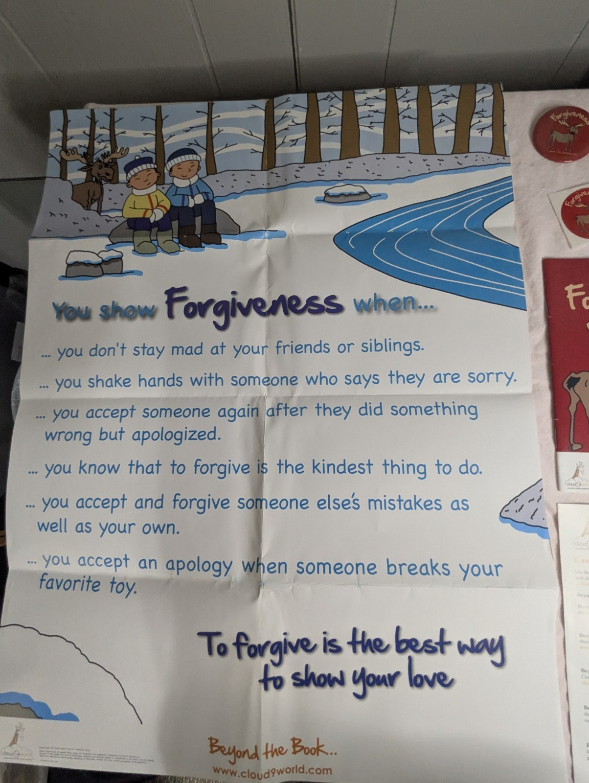 Home School Teachers Cloud 9 world character book FORGIVENESS K-1st poster kit