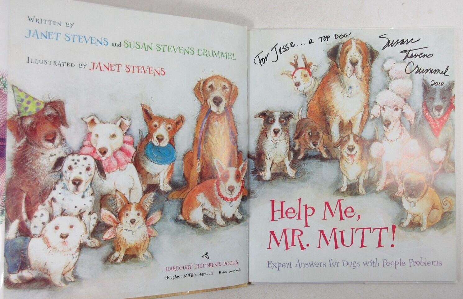 SIGNED by Susan Stevens Crummel “Help Me, Mr. Mutt!” Janet Stevens Hardback DJ
