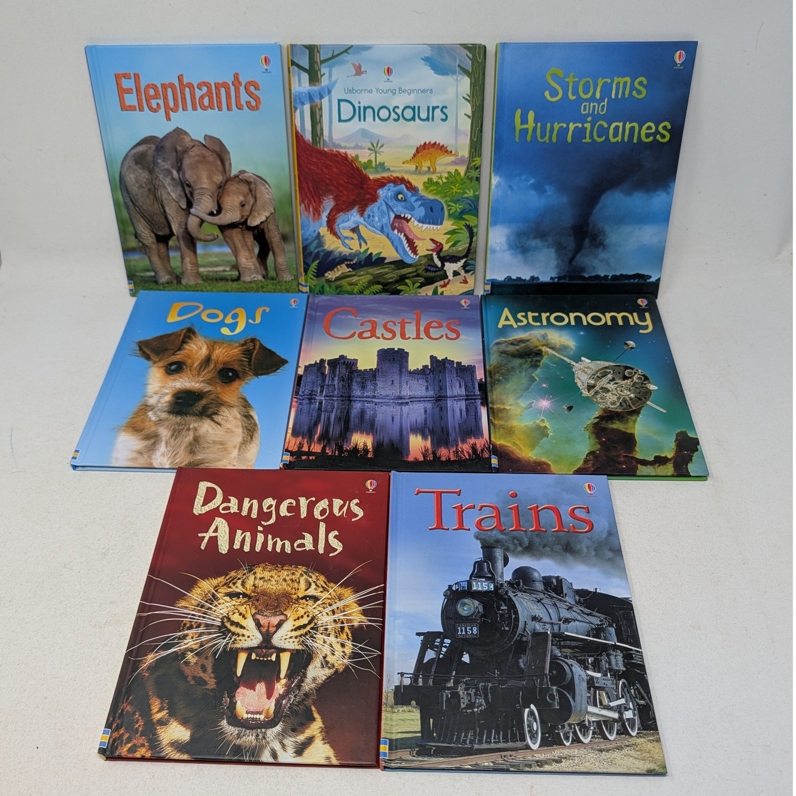 Usborne Beginners Books Lot of 8 Hardcover Dinosaurs Animals Astronomy Trains