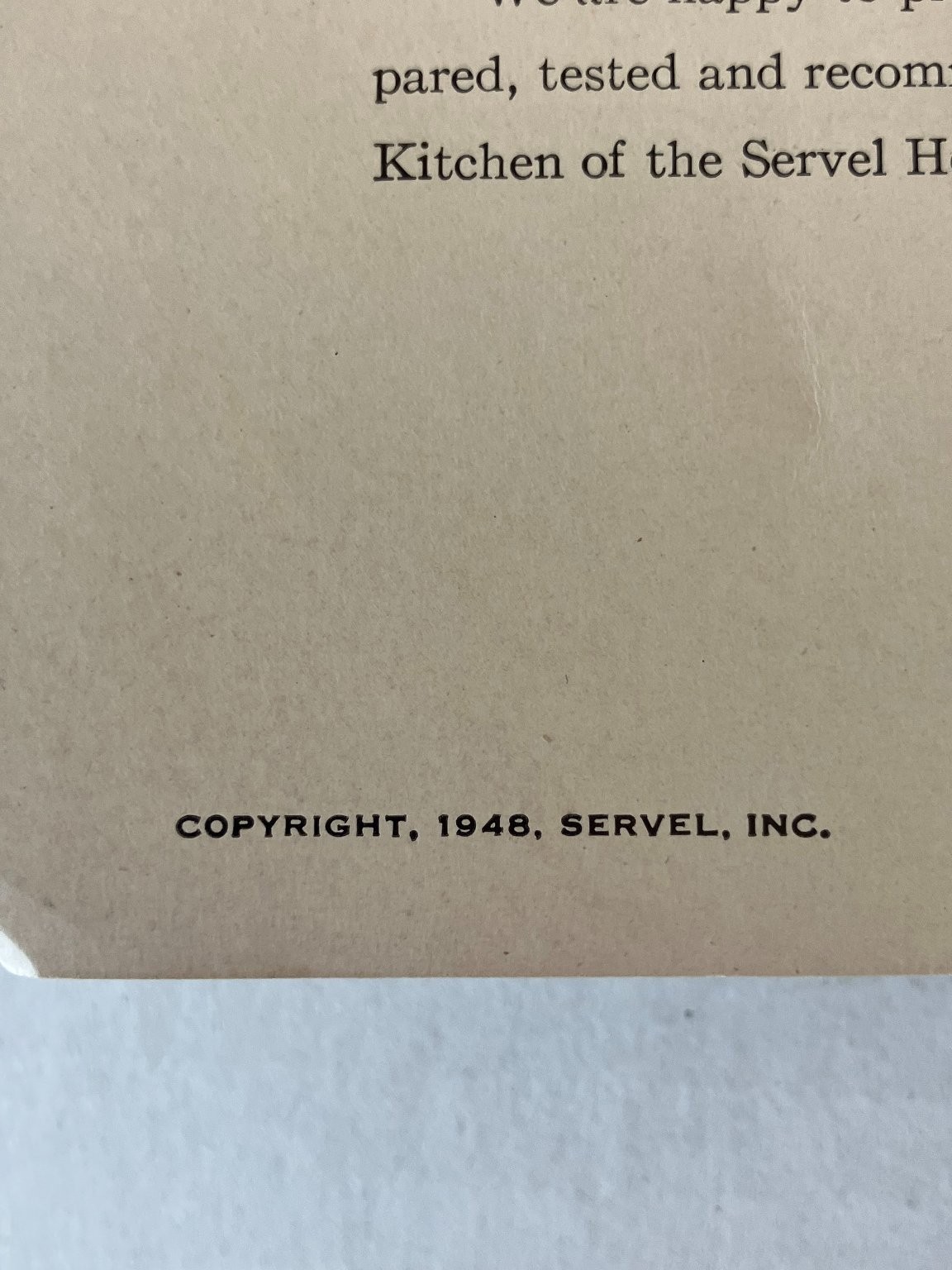Making Most of Your Servel 1948 Vintage Refrigerator Cookbook Recipes Paperback