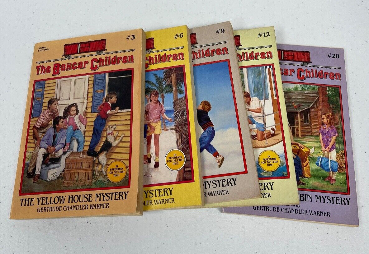 Vintage Boxcar Children Paperback Books (Lot of 5 Paperbacks) #3, 6, 9, 12, & 20