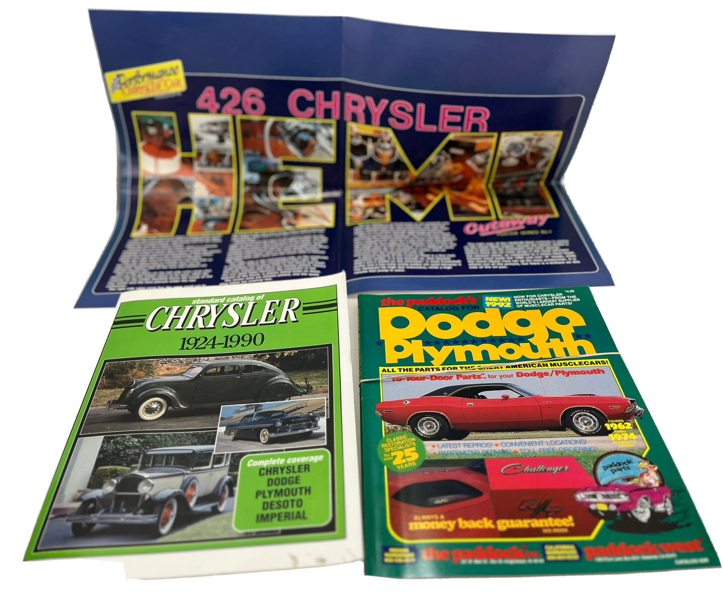 Standard Catalog of Chrysler, 1924-1990-Poster 426 Hemi-Paddock Catalog Lot of 3