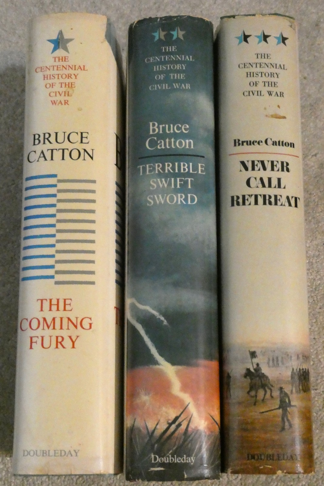 Centennial History Civil War 3 HC DJ Book Set Lot Bruce Catton 1st Ed Fury Sword