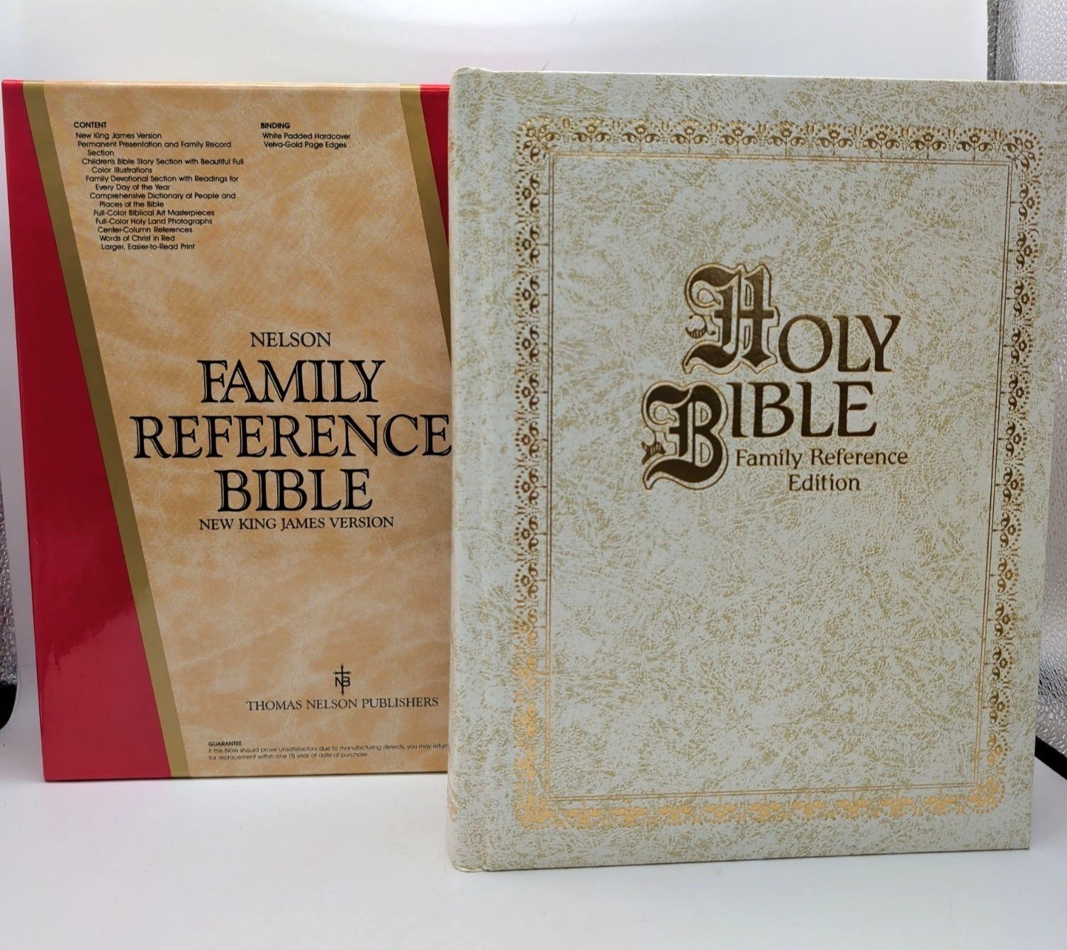 New Old Stock Nelson Family Reference Bible NKJV White Padded Hardcover Gold