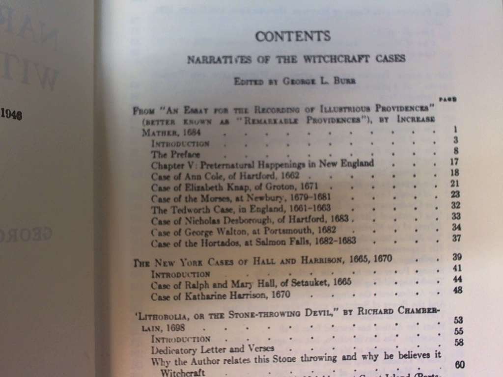 Narratives of the Witchcraft Cases 1648-1706 by Burr, George Lincoln Barnes & N