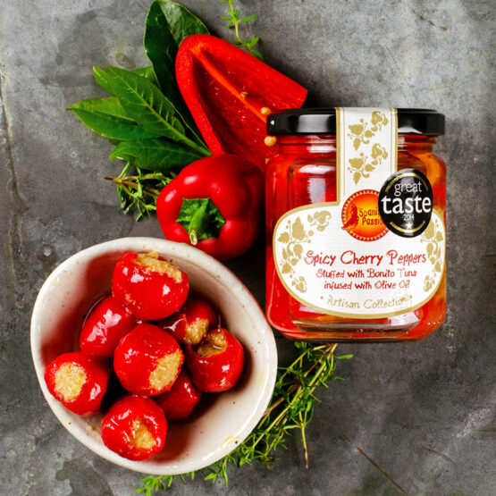 Spicy Cherry Peppers Stuffed With The Finest Line Caught Bonito Tuna