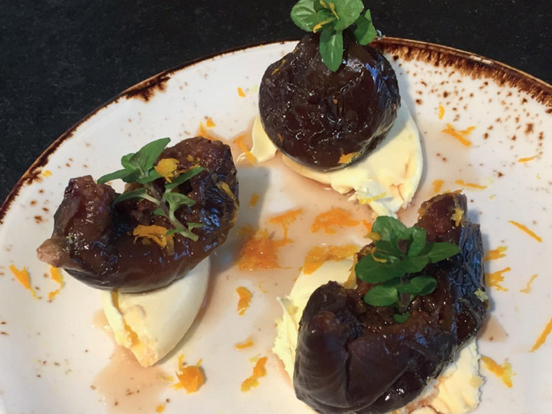 Whole Figs in Marc De Cava Liquor with Clotted Cream & Orange Zest