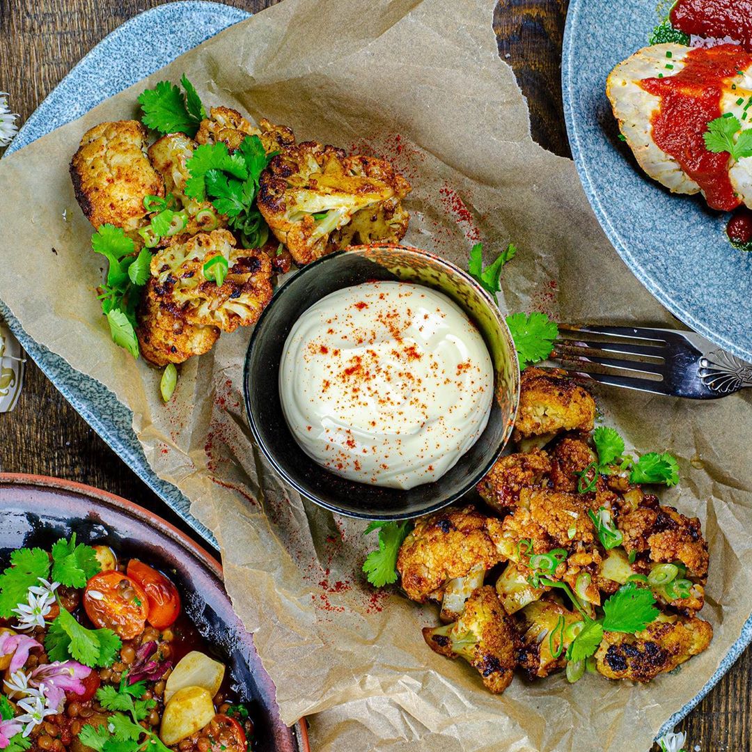 Cauliflower ‘Wings’, Chipotle BBQ Sauce with Orange Flavoured Honey ...